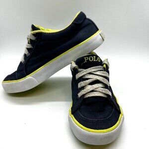 Kids Navy Canvas Tie Up Casual Polo Shoes